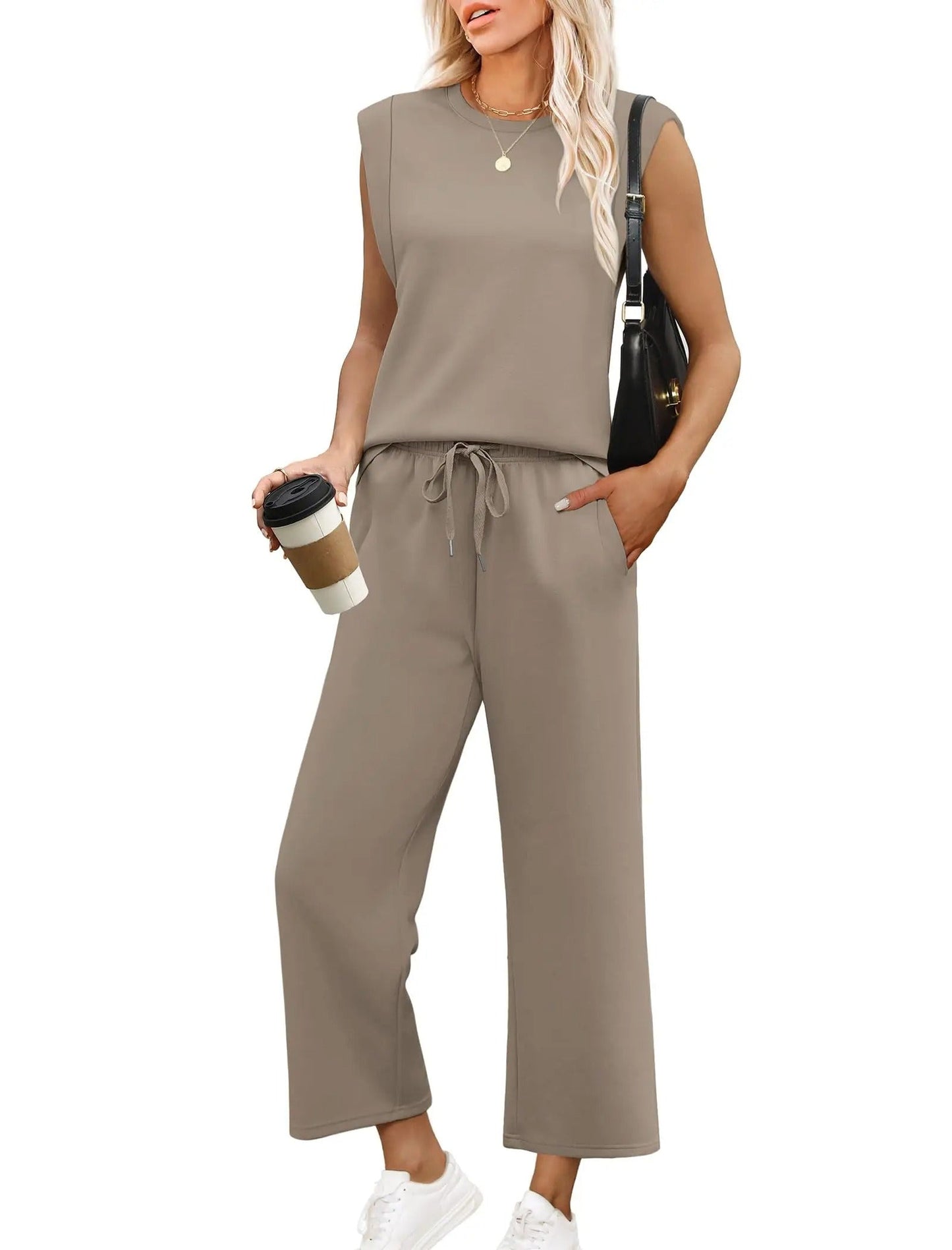 Completo 2 pezzi - Maglia Casual senza maniche e Pantalone a Zampa