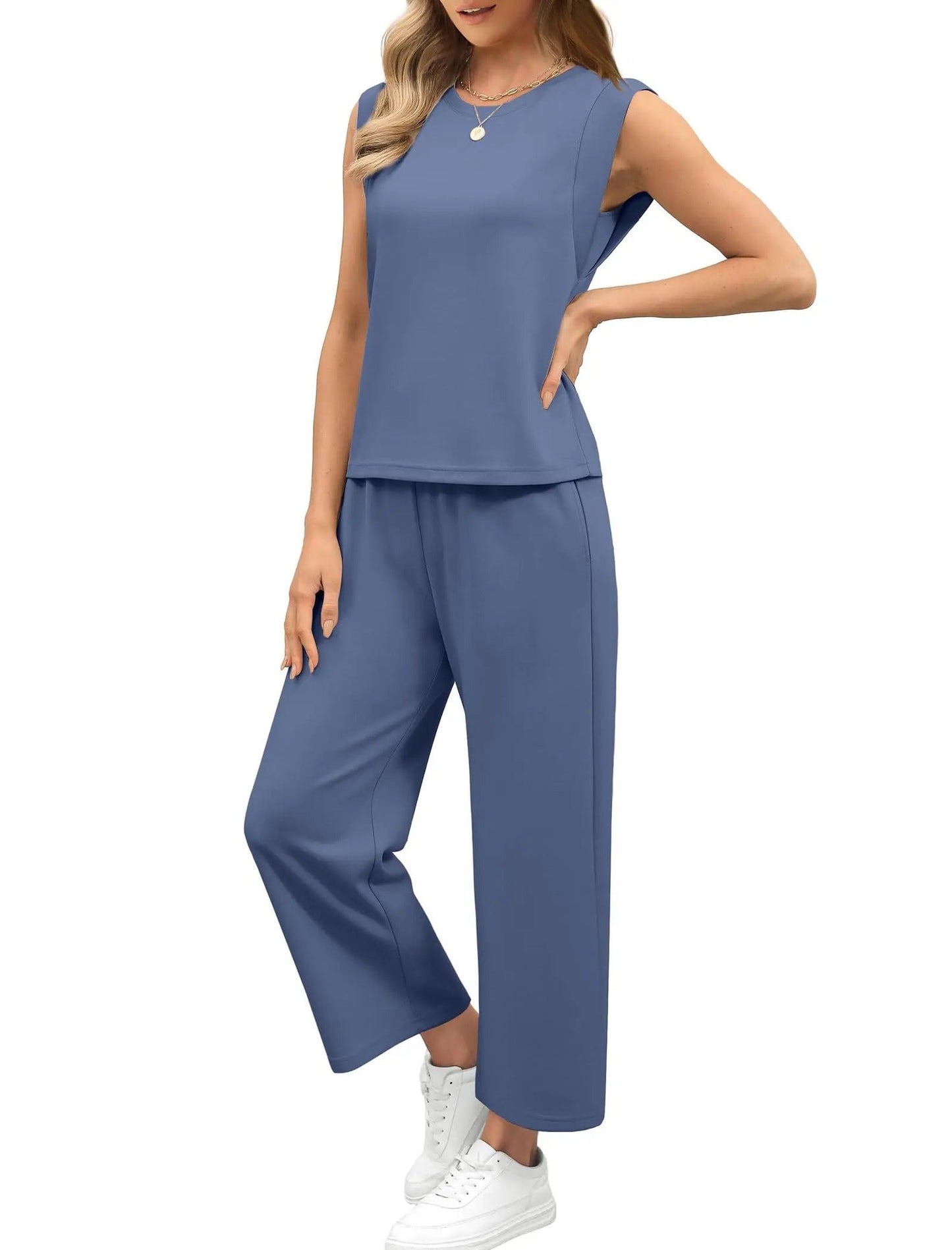 Completo 2 pezzi - Maglia Casual senza maniche e Pantalone a Zampa