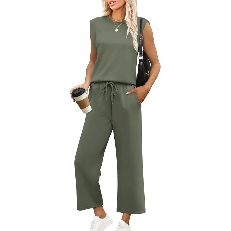Completo 2 pezzi - Maglia Casual senza maniche e Pantalone a Zampa